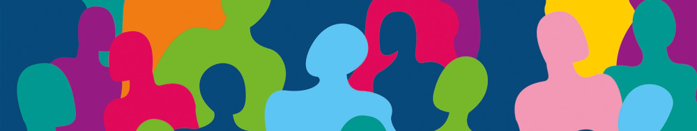 Skizzierte Menschenmenge in bunten Farben