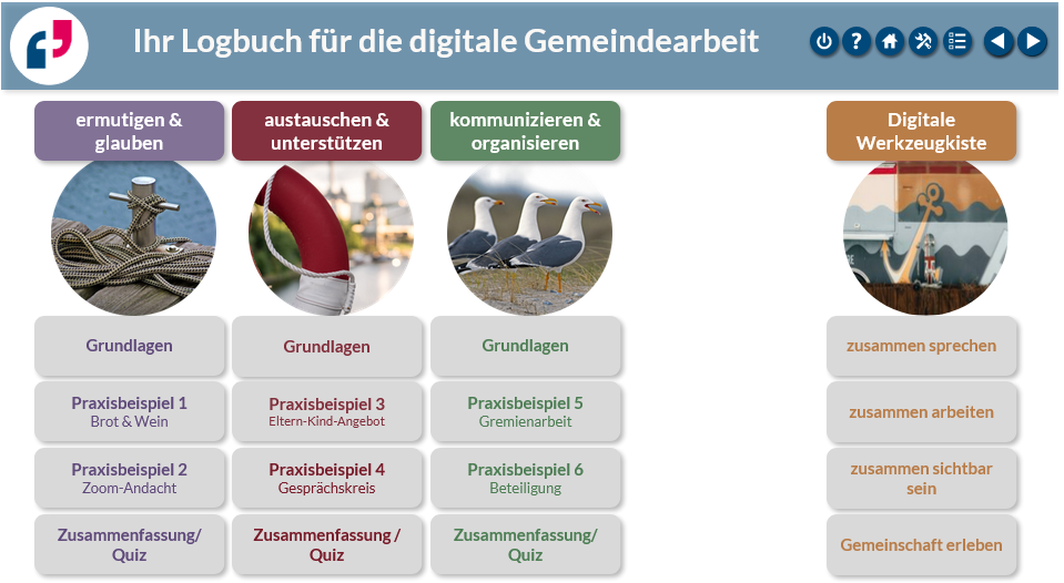Beispielbild einer Benutzeroberfläche im Selbstlernkurs Logbuch für die digitale Gemeindearbeit.